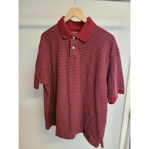 Roundtree & Yorke Polo Shirt Mens Size Large Red Short Sleeve Striped